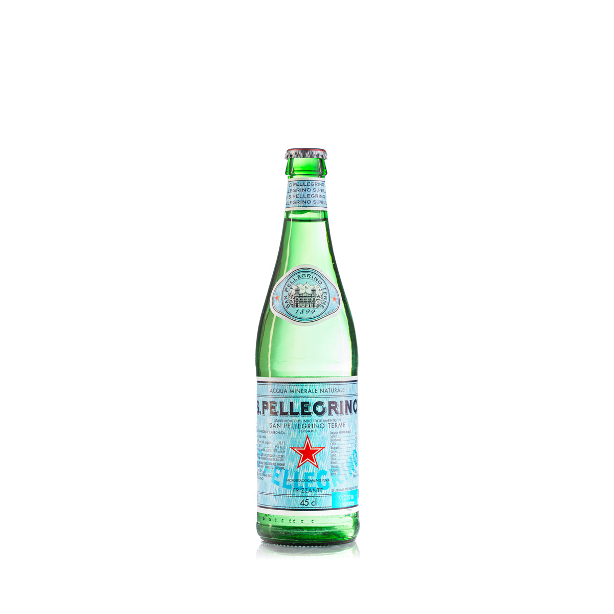Acqua San Pellegrino frizzante in vetro a rendere 0,45 litri x 20 bottiglie