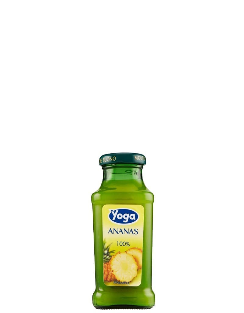 Succo di Frutta Yoga 100 % Ananas Vetro 20 cl x 24 Bottiglie